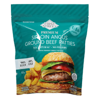 First Street Ground Beef, Patties, Sirloin Angus - 40 Ounce