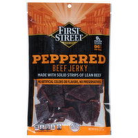 First Street Beef Jerky, Peppered - 8 Ounce