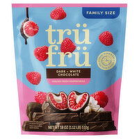 Tru Fru Frozen Fresh Dark + White Chocolate Raspberries - 18 Ounce