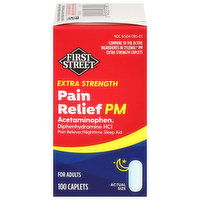 First Street Pain Relief PM, Extra Strength, Caplets, 100 Each