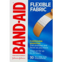 Band Aid Bandages, Flexible Fabric, All One Size, 30 Each