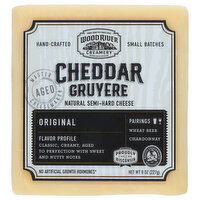 Wood River Creamery Cheese, Cheddar Gruyere, Natural, Semi-Hard, Original - 8 Ounce