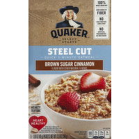 Quaker Oatmeal, Quick 3-Minute, Steel Cut, Brown Sugar & Cinnamon - 8 Each