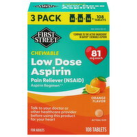 First Street Tablets Chewable Orange Flavor 81 mg Low Dose Aspirin - 3 Each