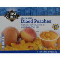 First Street Diced Peaches, Yellow Cling, 24 Pack - 24 Each