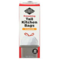 First Street 13 Gallon Tall Kitchen Drawstring Bags - 40 Each