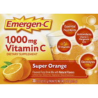 Emergen-C Vitamin C, 1,000 mg, Fizzy Drink Mix, Super Orange - 30 Each