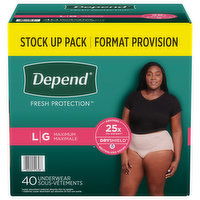 Depend Underwear, Maximum, Large, Stock Up Pack - 40 Each