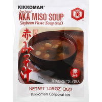 Kikkoman Soup, Instant, Soybean Paste, (Red), Aka Miso - 3 Each