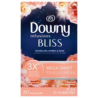 Downy Dryer Sheets, Sparkling Amber & Rose, Bliss, Mega Sheets - 80 Each