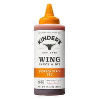 Kinder's Wing Bourbon Peach BBQ Sauce & Dip, 15.5 Ounce