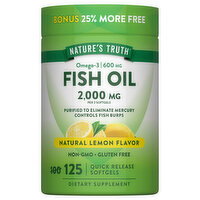 Nature's Truth Natural Lemon Flavor Fish Oil 2,000 mg - 125 Each