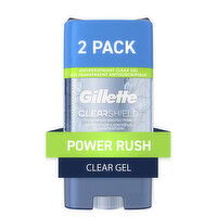 Gillette Antiperspirant and Deodorant for Men, Clear Gel, Powder Rush, Twin Pack - 7.6 Ounce