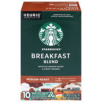 Starbucks K-Cup Pods Ground Arabica Medium Roast Breakfast Blend Coffee