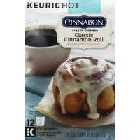 Cinnabon Coffee, Light Roast, Classic Cinnamon Roll, K-Cup Pods, 10 Each