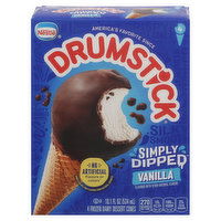 Drumstick Frozen Dairy Dessert Cones, Vanilla, Simply Dipped - 4 Each