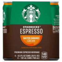 Starbucks Espresso Beverage, Premium, Salted Caramel Cream, 4 Each