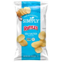 Ruffles Potato Chips, Sea Salted, 8 Ounce