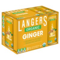 Langers Organic Sparkling Water, Ginger, 8 pack/12 oz - 96 Ounce