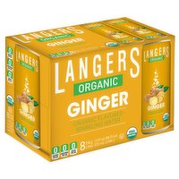 Langers Organic Sparkling Water, Ginger, 8 pack/12 oz - 96 Ounce