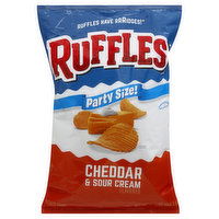 Ruffles Potato Chips, Cheddar & Sour Cream Flavored, Party Size, 12.5 Ounce