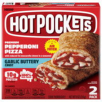 Hot Pockets Sandwiches, Premium, Garlic Buttery Crust, Pepperoni Pizza, 2 Pack - 2 Each