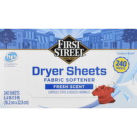 First Street Dryer Sheets, Fresh Scent, Fabric Softener - 240 Each