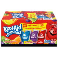 Kool-Aid Jammers, Tropical Punch/Grape/Cherry, 30 Pouch Variety Pack, 30 Each