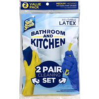 Soft Scrub Gloves, Reusable Latex, Bathroom and Kitchen, Medium, Value Pack - 2 Each