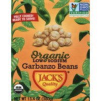 Jacks Quality Garbanzo Beans, Organic, Low Sodium - 13.4 Ounce