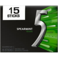 5 5 GUM Spearmint Rain Sugar Free Chewing Gum, 15 Sticks