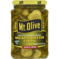 Mt Olive Bread & Butter Chips, Old-Fashioned Sweet, 24 Ounce