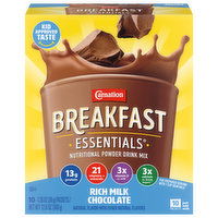 Carnation Breakfast Essentials Nutritional Powder Drink Mix, Rich Milk Chocolate - 10 Each