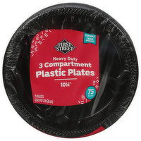 First Street Plastic Plates, Heavy Duty, 3 Compartment - 75 Each