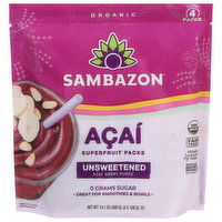 Sambazon Acai Superfruit Packs, Pure Unsweetened, Pure Acai Berry, 14.1 Ounce