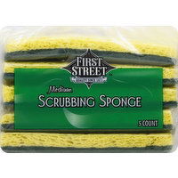 First Street Scrubbing Sponge, Medium - 5 Each