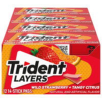 Trident Gum, Sugar Free, Wild Strawberry + Tangy Citrus - 12 Each