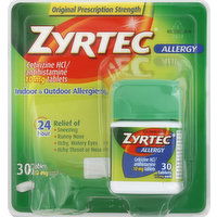 Zyrtec Allergy, Original Prescription Strength, 10 mg, Tablets, 30 Each