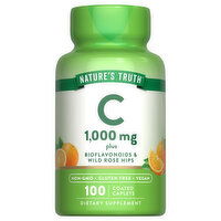 Nature's Truth Vitamin C, Plus Bioflavonoids & Wild Rose Hips, 1000 mg, Coated Caplets - 100 Each