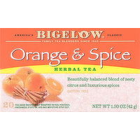 Bigelow Herbal Tea, Orange & Spice, Caffeine Free, Tea Bags - 20 Each