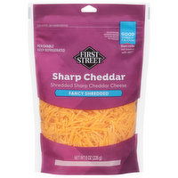 First Street Fancy Shredded Cheese, Sharp Cheddar - 8 Ounce