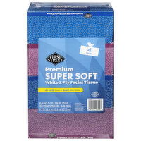 First Street Facial Tissue, Super Soft, Premium, White, 2 Ply, 4 Pack, 4 Each