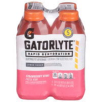 Gatorlyte Electrolyte Beverage, Lower Sugar, Rapid Rehydration, Strawberry Kiwi - 4 Each