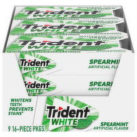 Trident Gum, Sugar Free, Spearmint, 9 Each