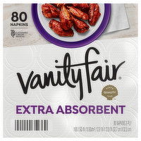 Vanity Fair Napkins, Extra Absorbent, 2-Ply - 80 Each