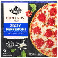 First Street Pizza, Thin Crust, Zesty Pepperoni - 16.2 Ounce