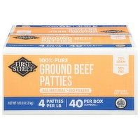 First Street Ground Beef Patties, 100% Pure, 70%/30% - 10 Pound