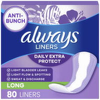 Always Daily Extra Protect Liners, Long Length Length, Unscented Panty Liners - 80 Each