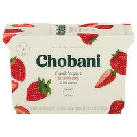 Chobani Yogurt, Greek, Nonfat, Strawberry on the Bottom, Value 4 Pack - 4 Each