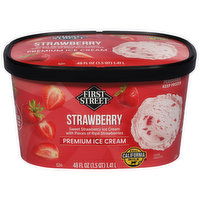 First Street Ice Cream, Premium, Strawberry - 48 Fluid ounce